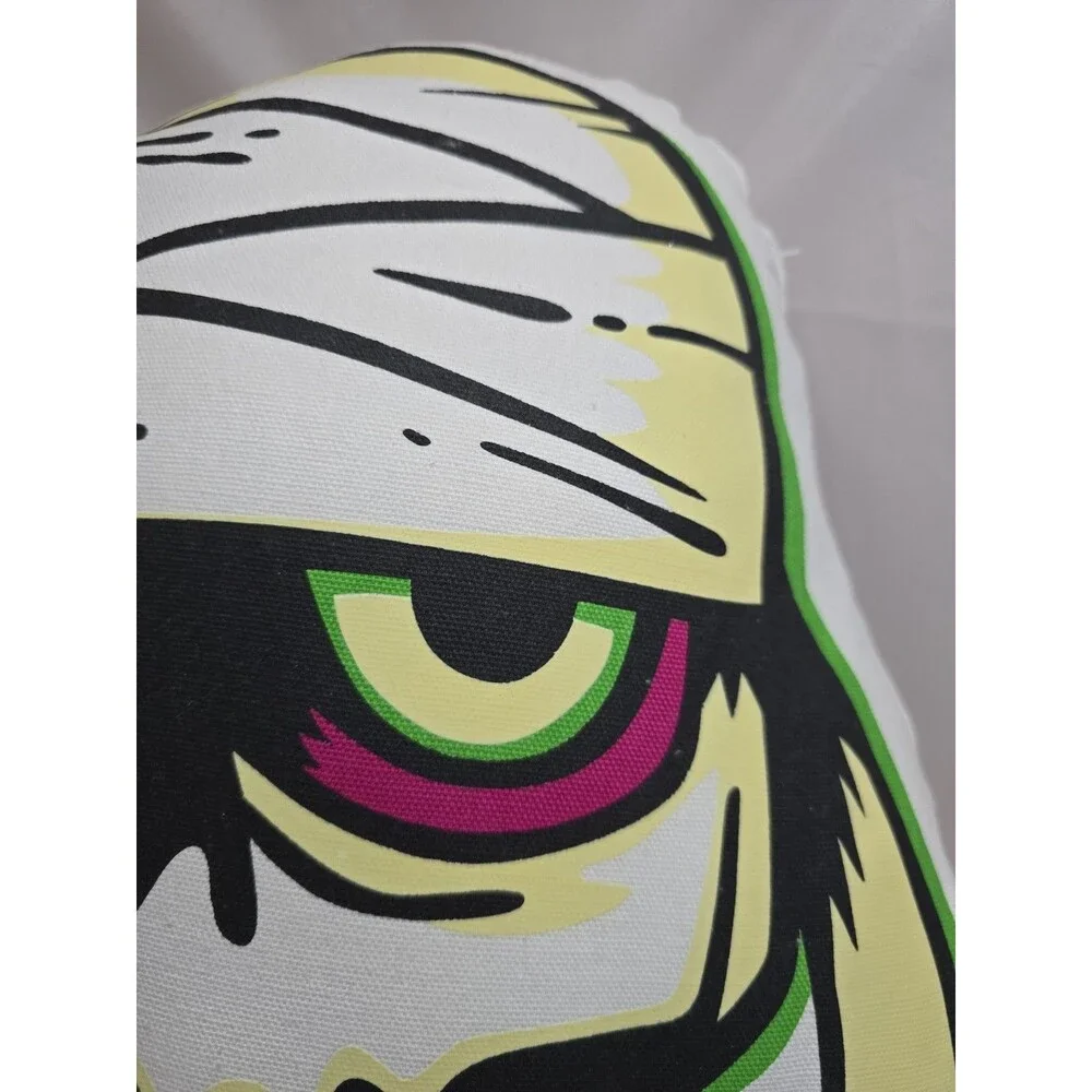 Hyde & Eek Glow in the Dark Mummy Skull Skeleton Shaped Throw Pillow Halloween